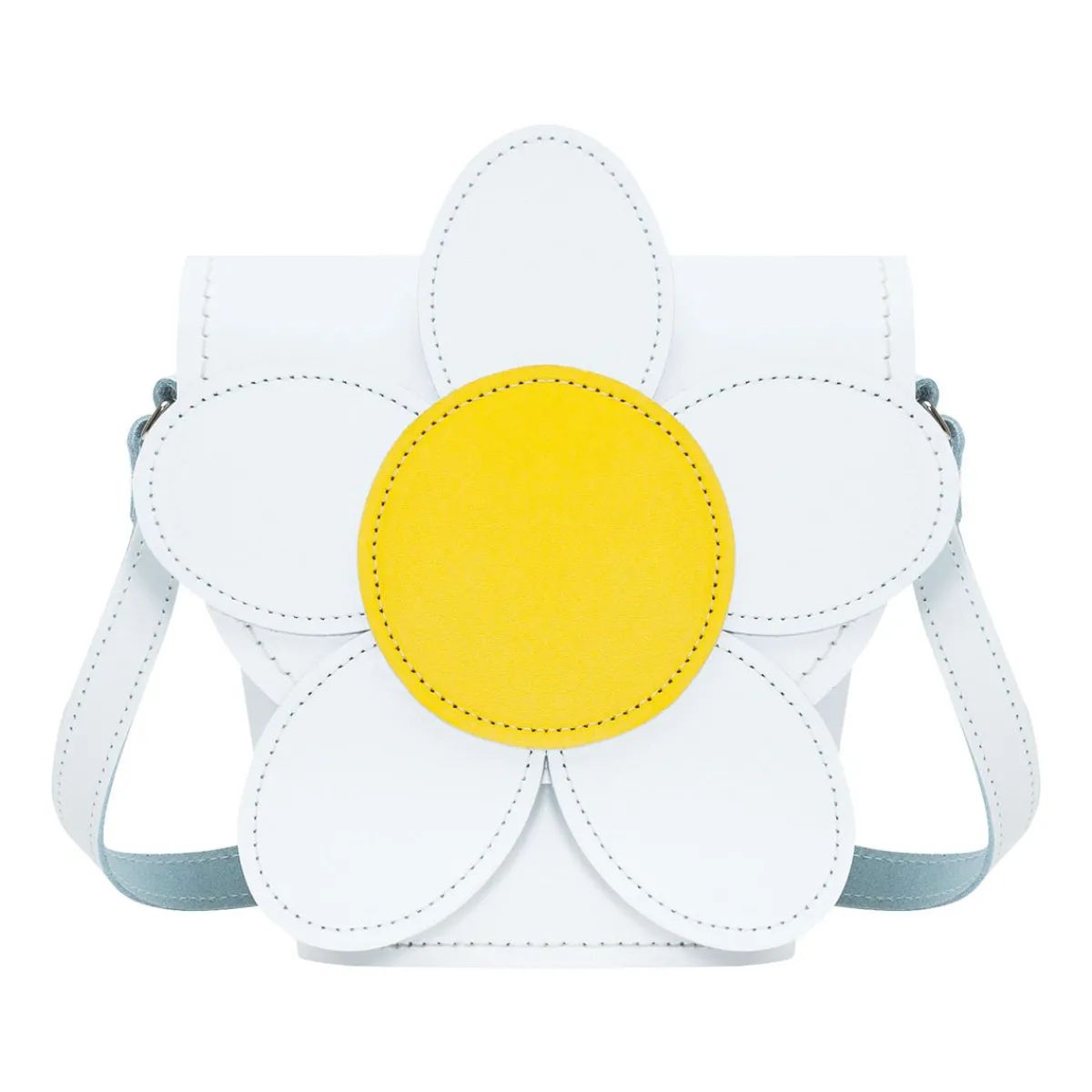 Zatchels Handmade Leather Daisy Barrel Bag - White>Women Barrel Bags