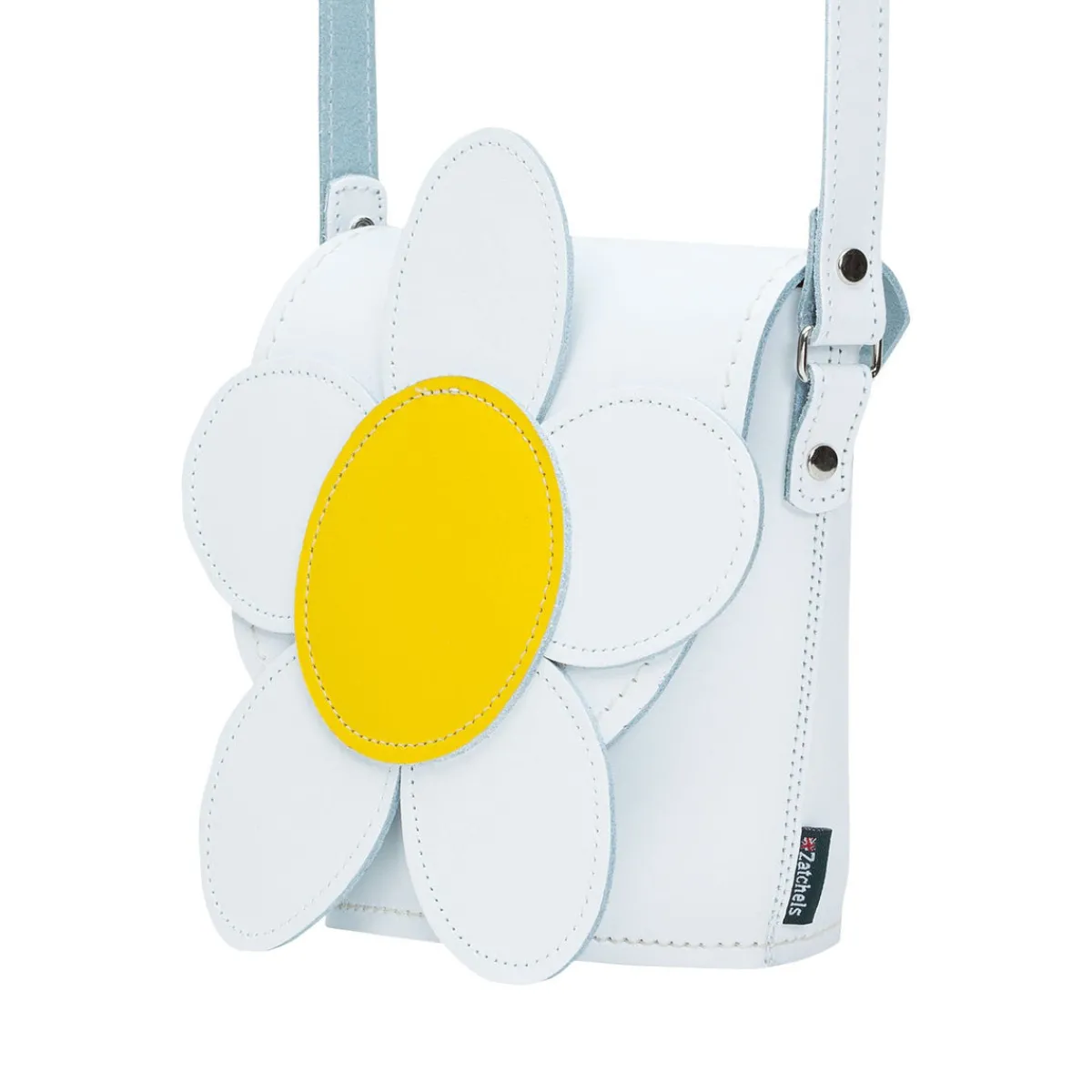 Zatchels Handmade Leather Daisy Barrel Bag - White>Women Barrel Bags