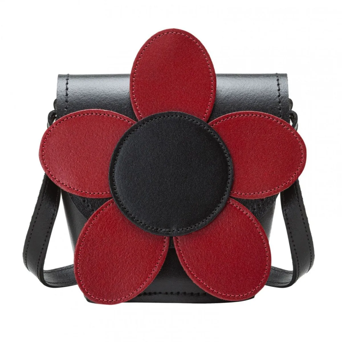 Zatchels Handmade Leather Daisy Barrel Bag - Poppy - Red>Women Barrel Bags