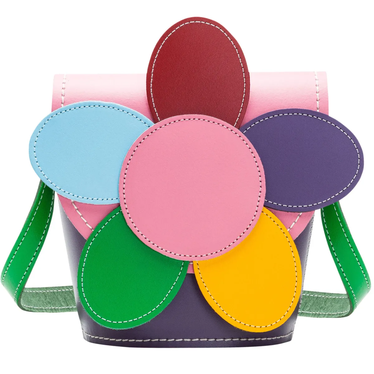 Zatchels Handmade Leather Daisy Barrel Bag - Classic Kaleidoscope>Women Barrel Bags