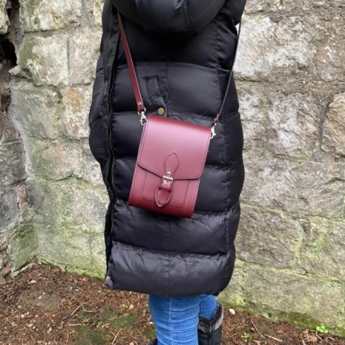 Zatchels Handmade Leather Festival Phone Bag - Black><noscript><img width=