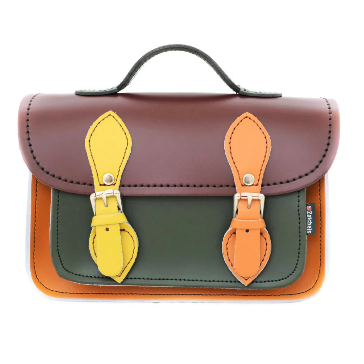 Zatchels Handmade Leather Micro Satchel - Autumnal Kaleidoscope>Women Small Satchels|Micro Satchels
