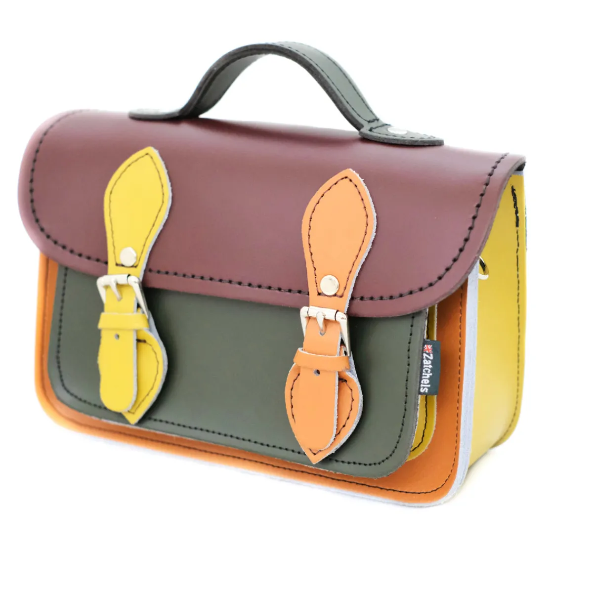 Zatchels Handmade Leather Micro Satchel - Autumnal Kaleidoscope>Women Small Satchels|Micro Satchels
