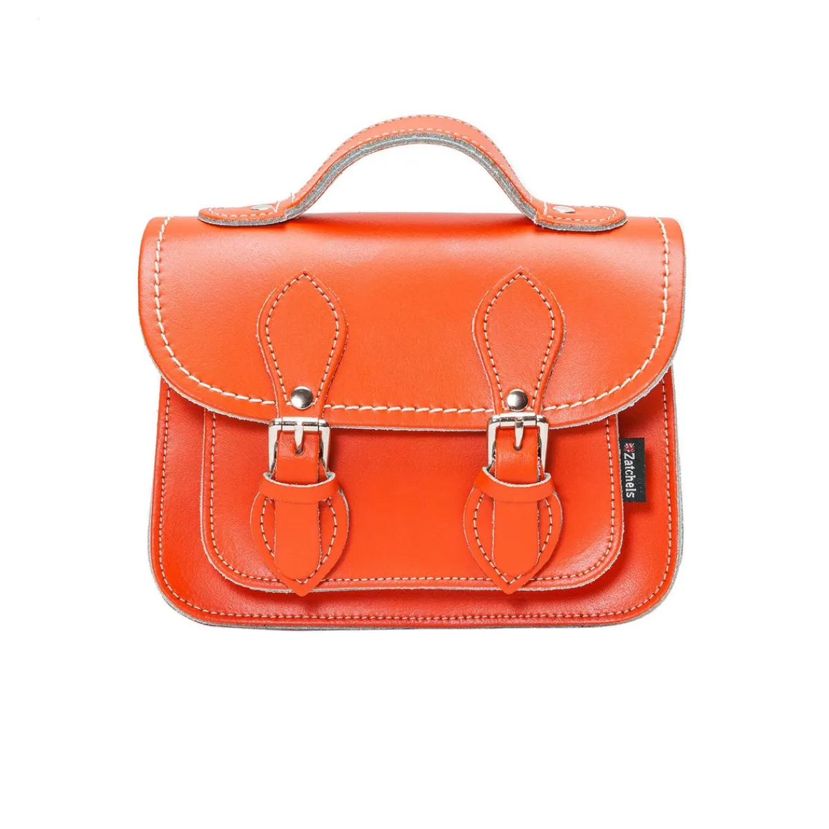 Zatchels Handmade Leather Micro Satchel - Orange>Women Small Satchels|Micro Satchels