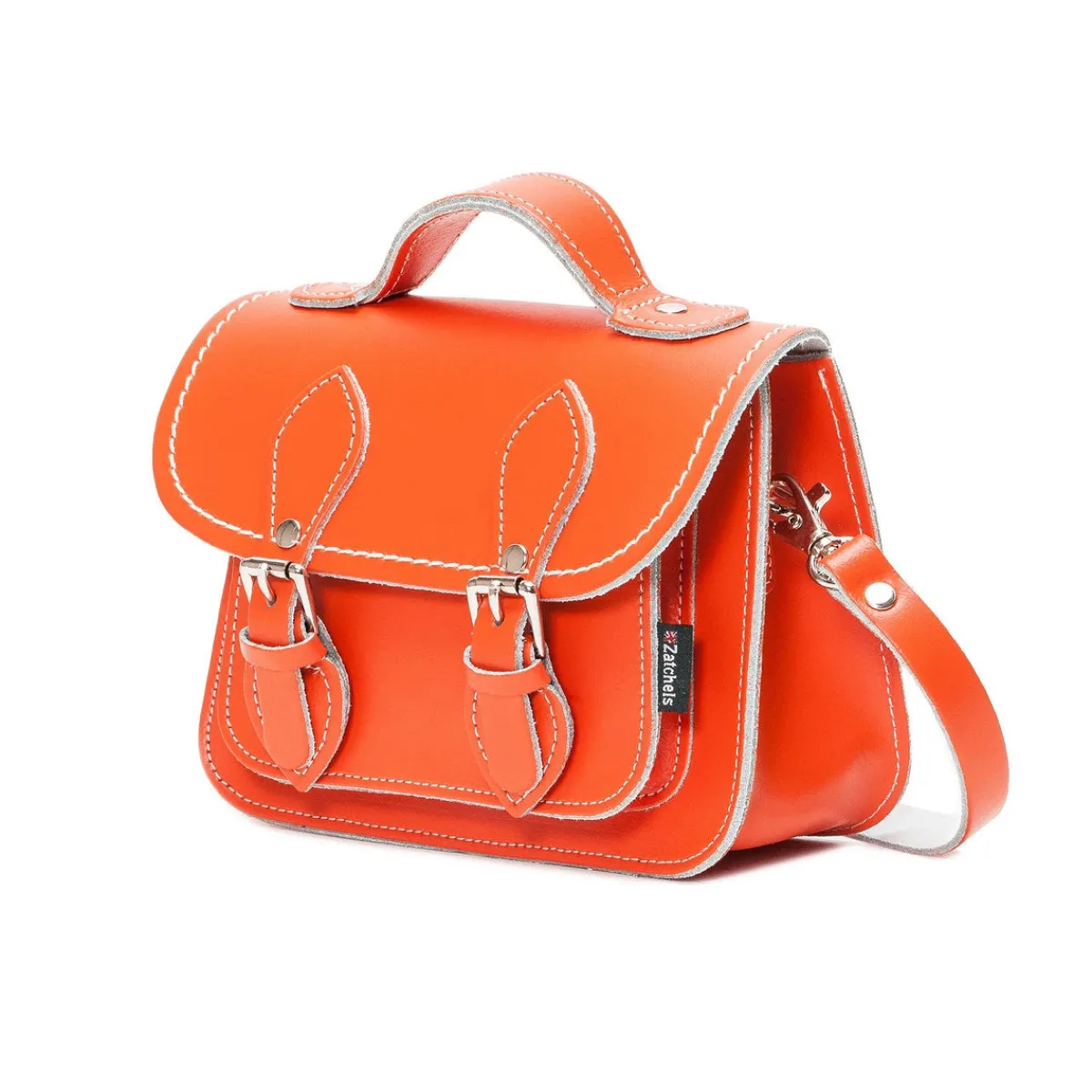 Zatchels Handmade Leather Micro Satchel - Orange>Women Small Satchels|Micro Satchels