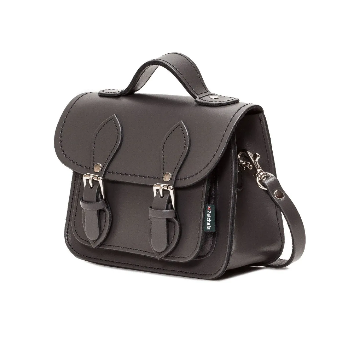 Zatchels Handmade Leather Micro Satchel - Graphite>Women Small Satchels|Micro Satchels