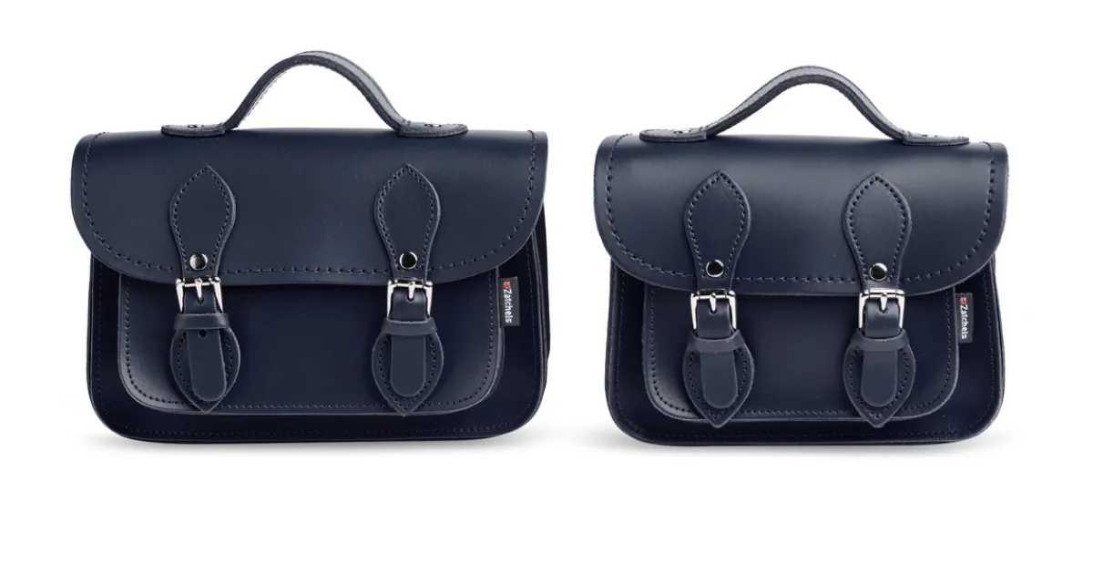 Zatchels Handmade Leather Micro Satchel - Navy>Women Small Satchels|Micro Satchels