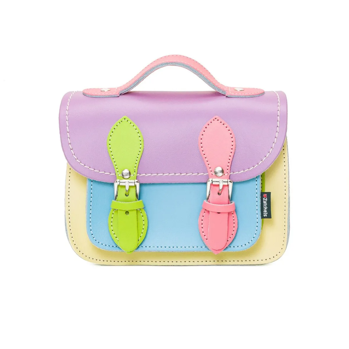 Zatchels Handmade Leather Micro Satchel - Pastel Kaleidoscope>Women Small Satchels|Micro Satchels