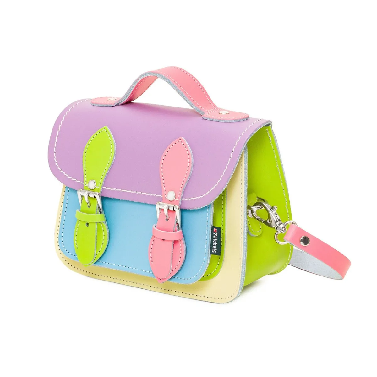Zatchels Handmade Leather Micro Satchel - Pastel Kaleidoscope>Women Small Satchels|Micro Satchels