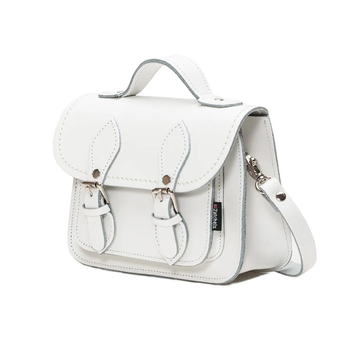 Zatchels Handmade Leather Micro Satchel - White>Women Small Satchels|Micro Satchels