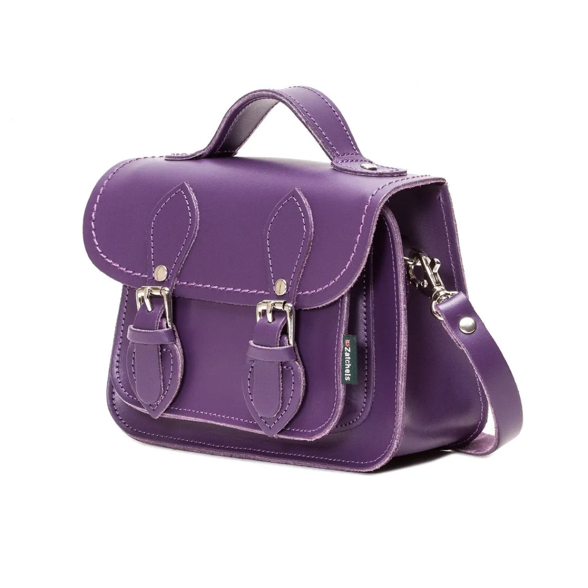 Zatchels Handmade Leather Micro Satchel - Purple>Women Small Satchels|Micro Satchels
