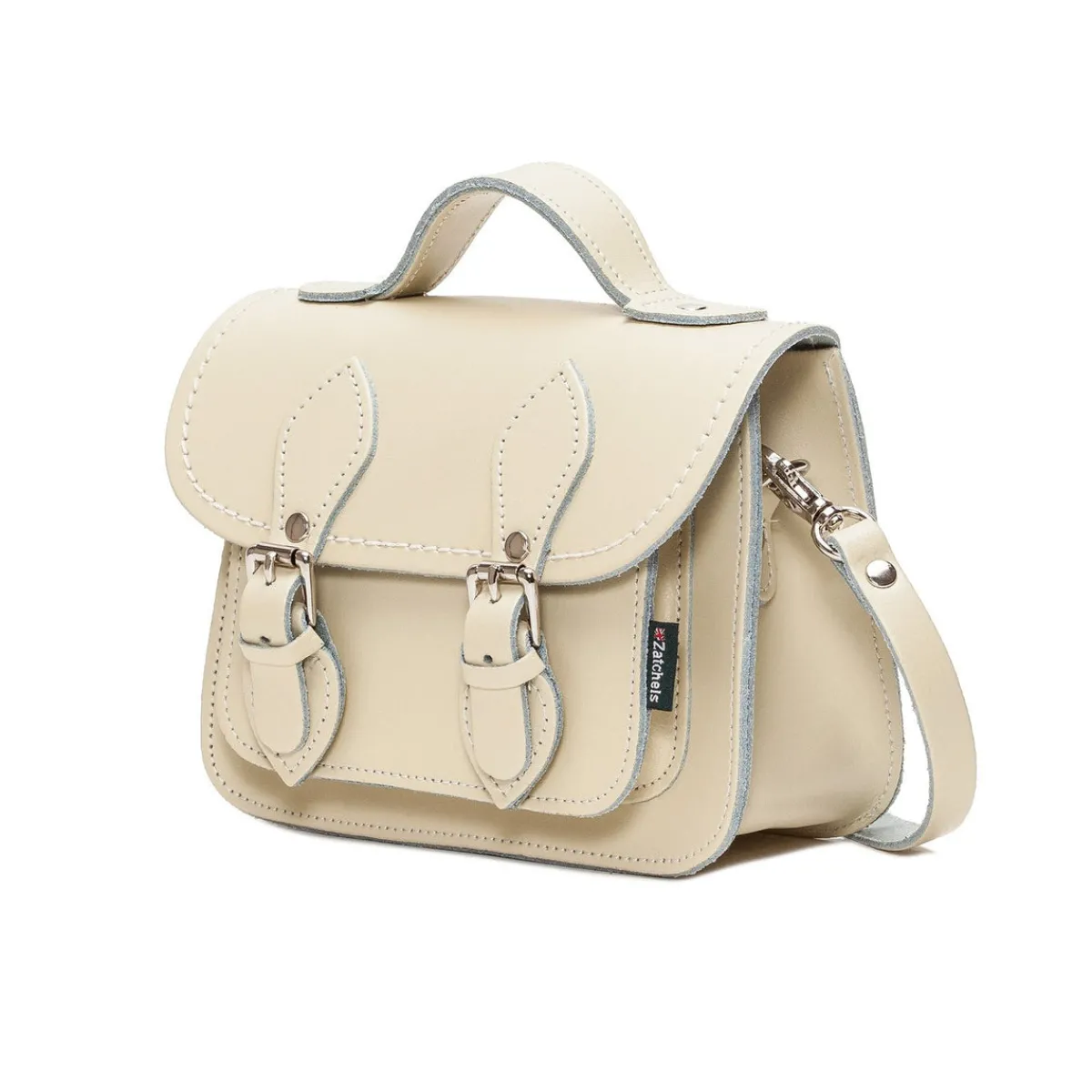Zatchels Handmade Leather Micro Satchel - Pastel Cream>Women Small Satchels|Micro Satchels