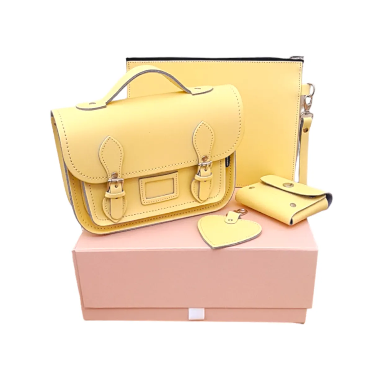 Zatchels Handmade Leather Midi Collection Gift Set - Primrose Yellow>Women Small Satchels
