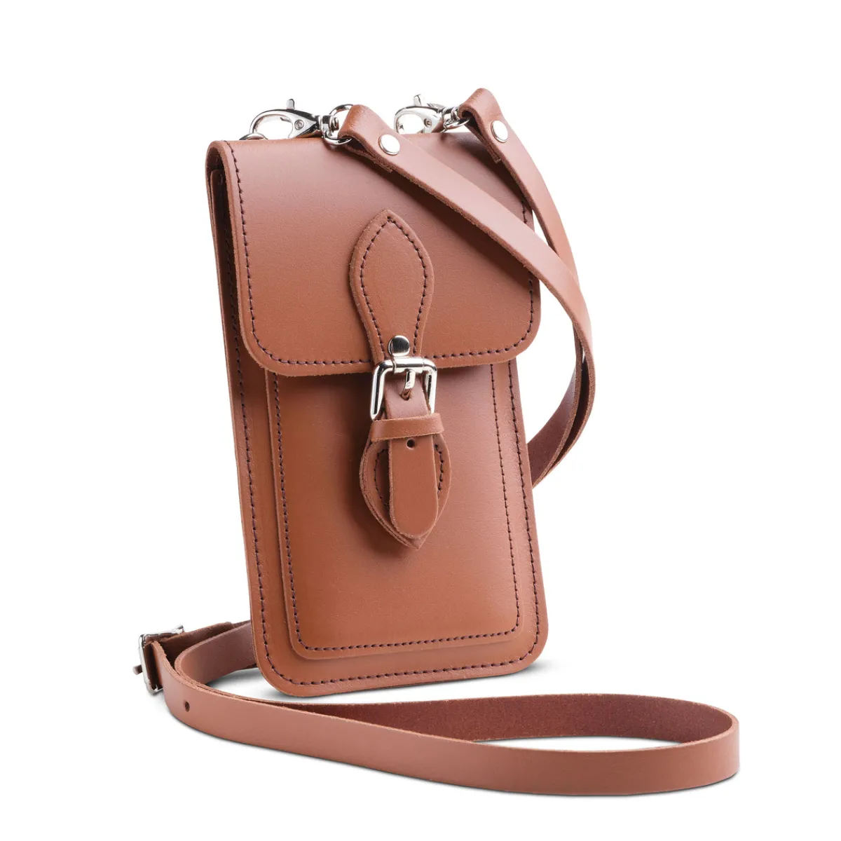 Zatchels Handmade Leather Mobile Phone Pouch Plus - Chestnut>Women Phone Bags|Men's Phone Bags