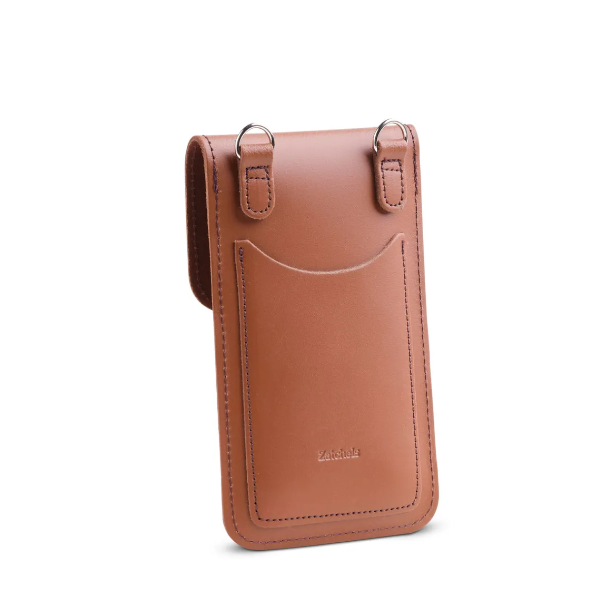 Zatchels Handmade Leather Mobile Phone Pouch Plus - Chestnut><noscript><img width=