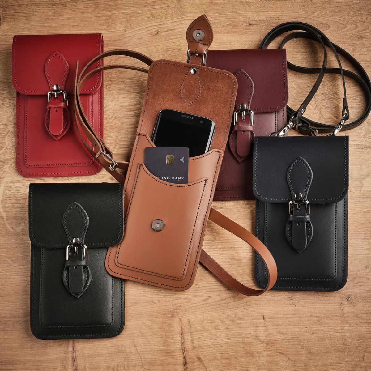 Zatchels Handmade Leather Mobile Phone Pouch Plus - Chestnut><noscript><img width=