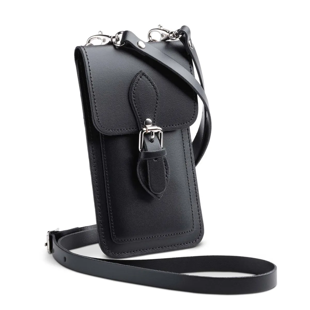 Zatchels Handmade Leather Mobile Phone Pouch Plus - Black>Women Phone Bags|Men's Phone Bags
