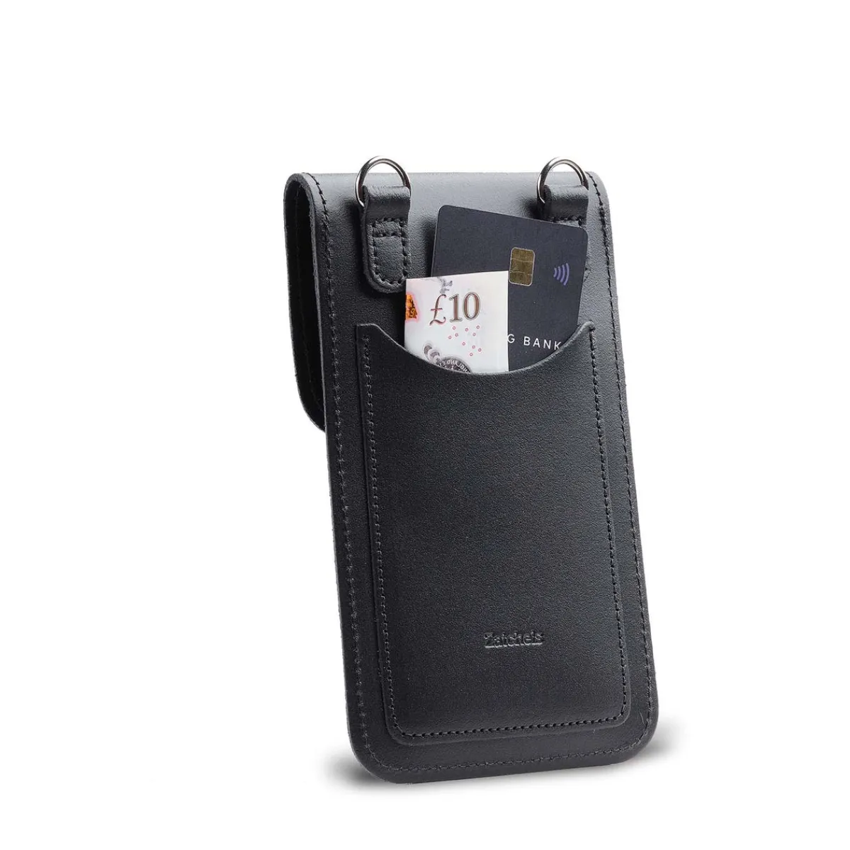 Zatchels Handmade Leather Mobile Phone Pouch Plus - Black>Women Phone Bags|Men's Phone Bags