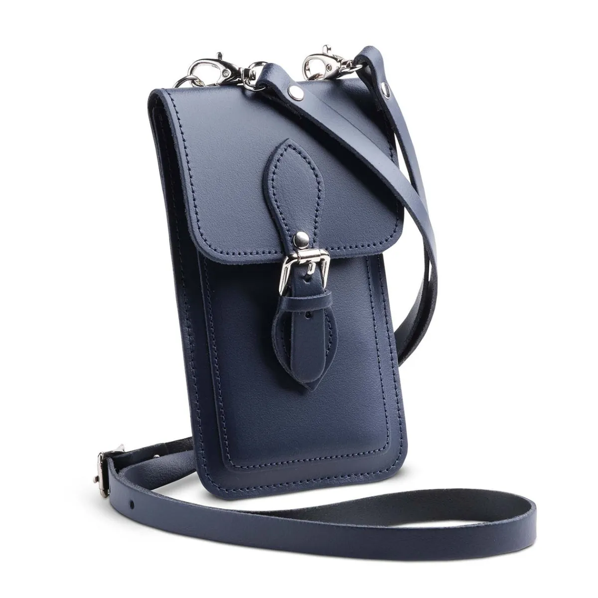 Zatchels Handmade Leather Mobile Phone Pouch Plus - Navy Blue>Women Phone Bags|Men's Phone Bags