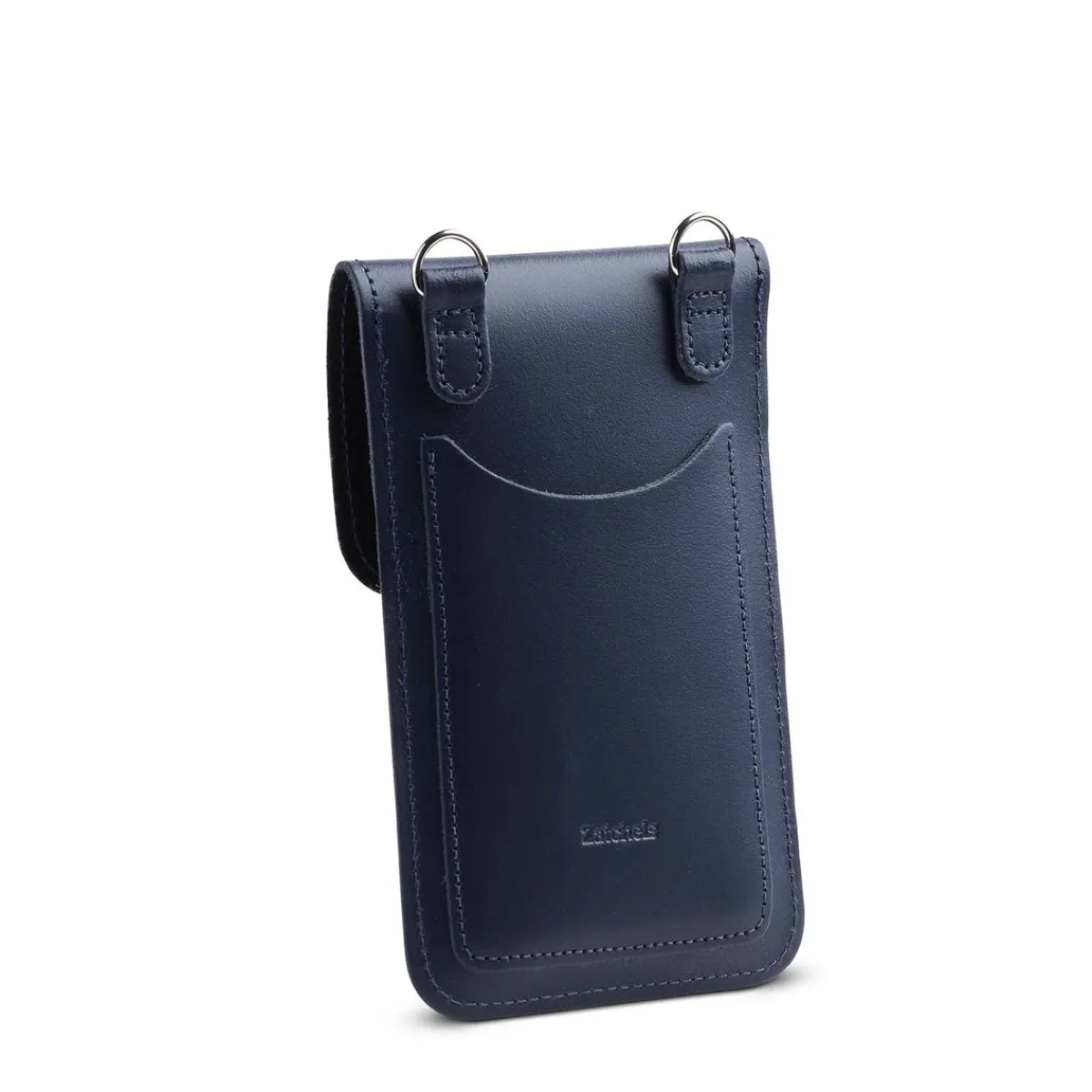 Zatchels Handmade Leather Mobile Phone Pouch Plus - Navy Blue><noscript><img width=