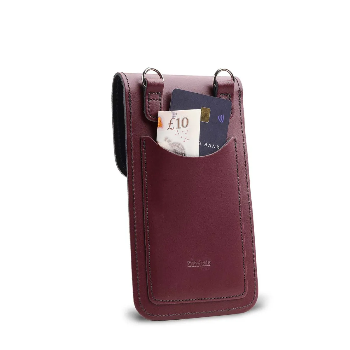 Zatchels Handmade Leather Mobile Phone Pouch Plus - Marsala Red>Women Phone Bags|Men's Phone Bags