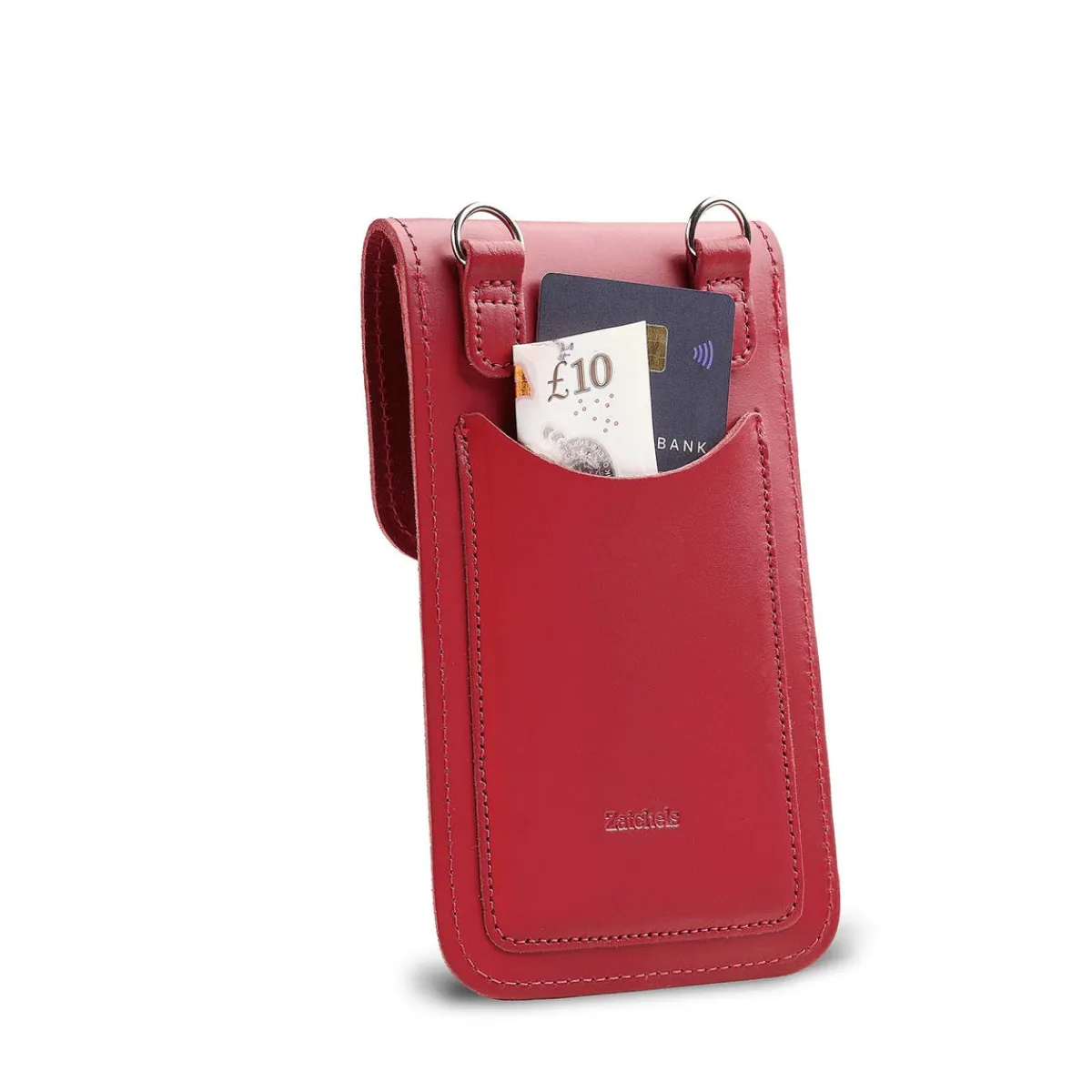 Zatchels Handmade Leather Mobile Phone Pouch Plus - Red>Women Phone Bags|Men's Phone Bags