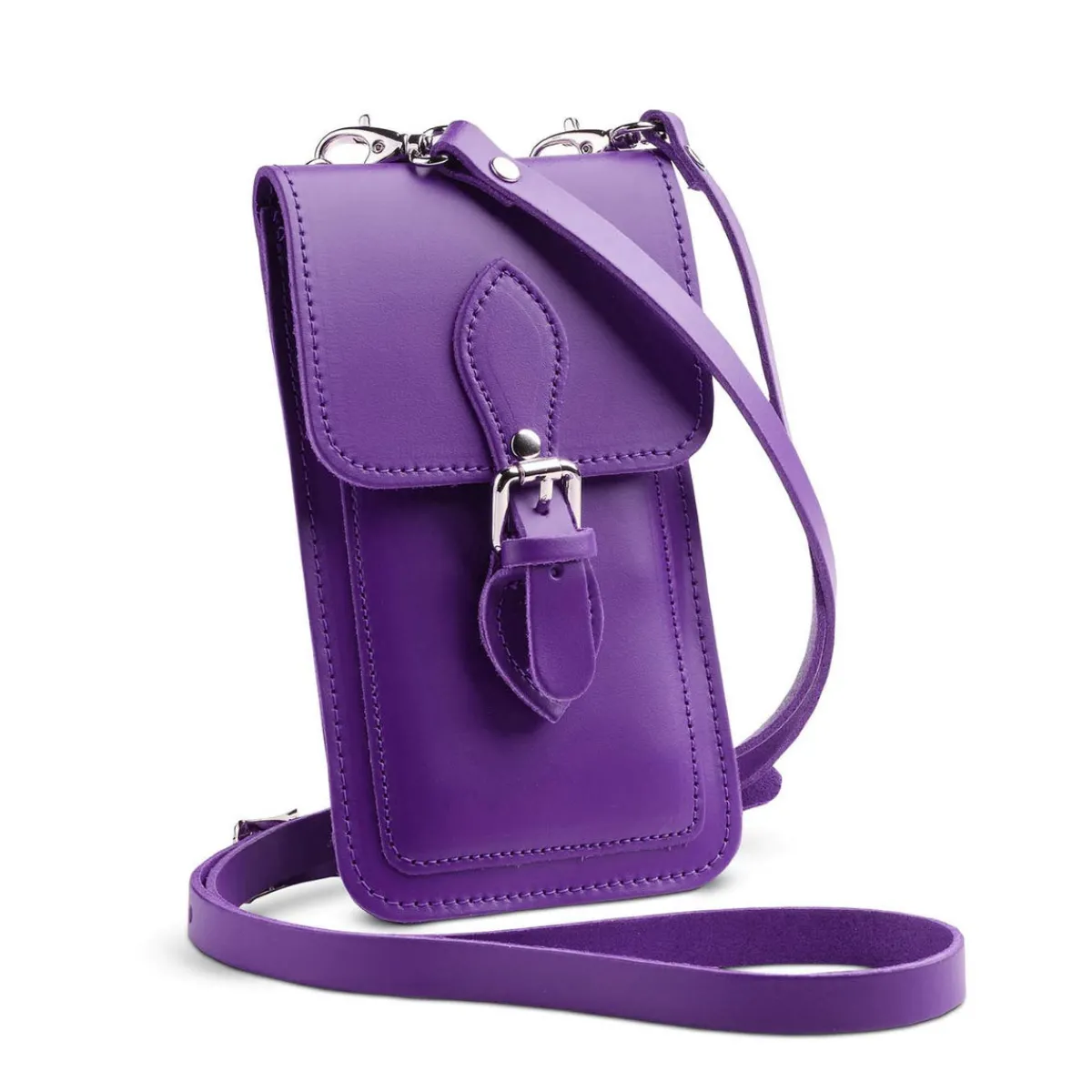 Zatchels Handmade Leather Mobile Phone Pouch Plus - Purple>Women Phone Bags|Men's Phone Bags
