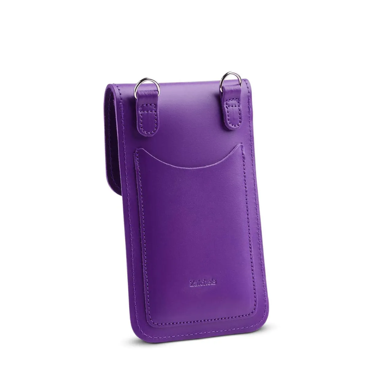 Zatchels Handmade Leather Mobile Phone Pouch Plus - Purple>Women Phone Bags|Men's Phone Bags