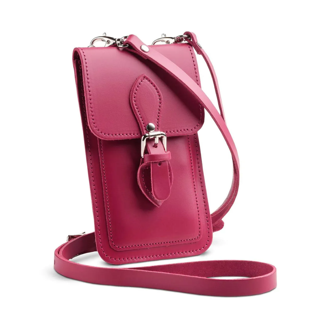 Zatchels Handmade Leather Mobile Phone Pouch Plus - Magenta>Women Phone Bags|Men's Phone Bags