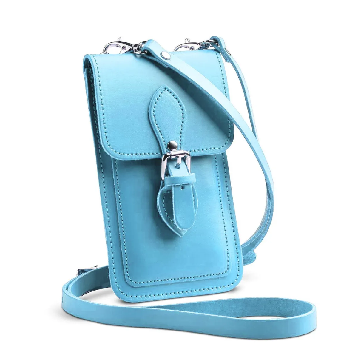 Zatchels Handmade Leather Mobile Phone Pouch Plus - Pastel Baby Blue>Women Phone Bags|Men's Phone Bags