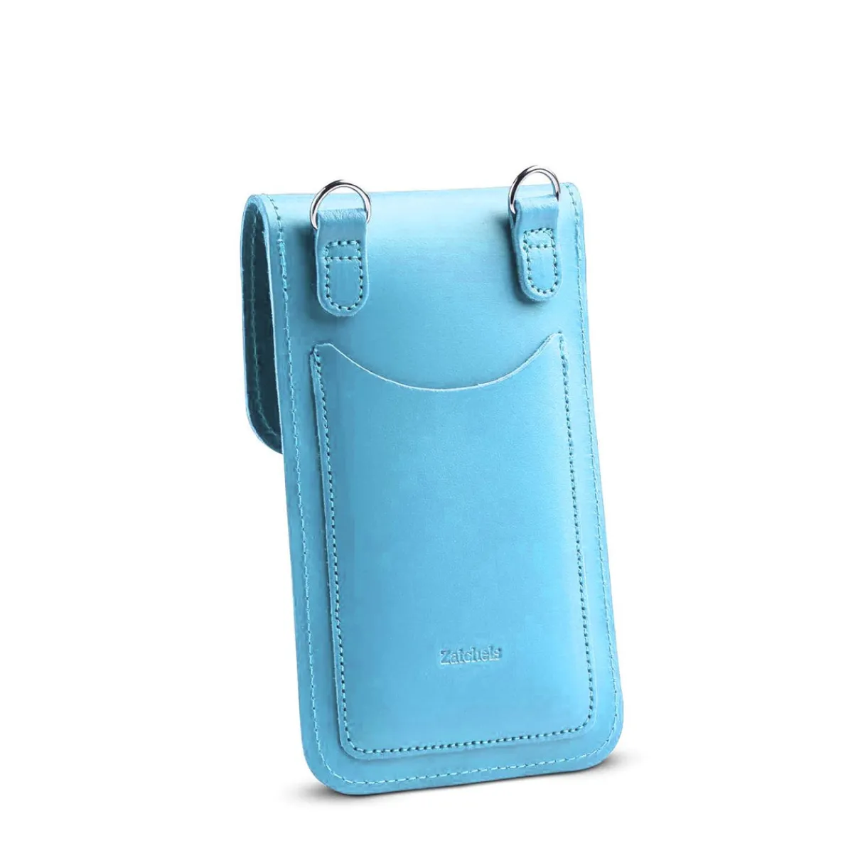 Zatchels Handmade Leather Mobile Phone Pouch Plus - Pastel Baby Blue>Women Phone Bags|Men's Phone Bags