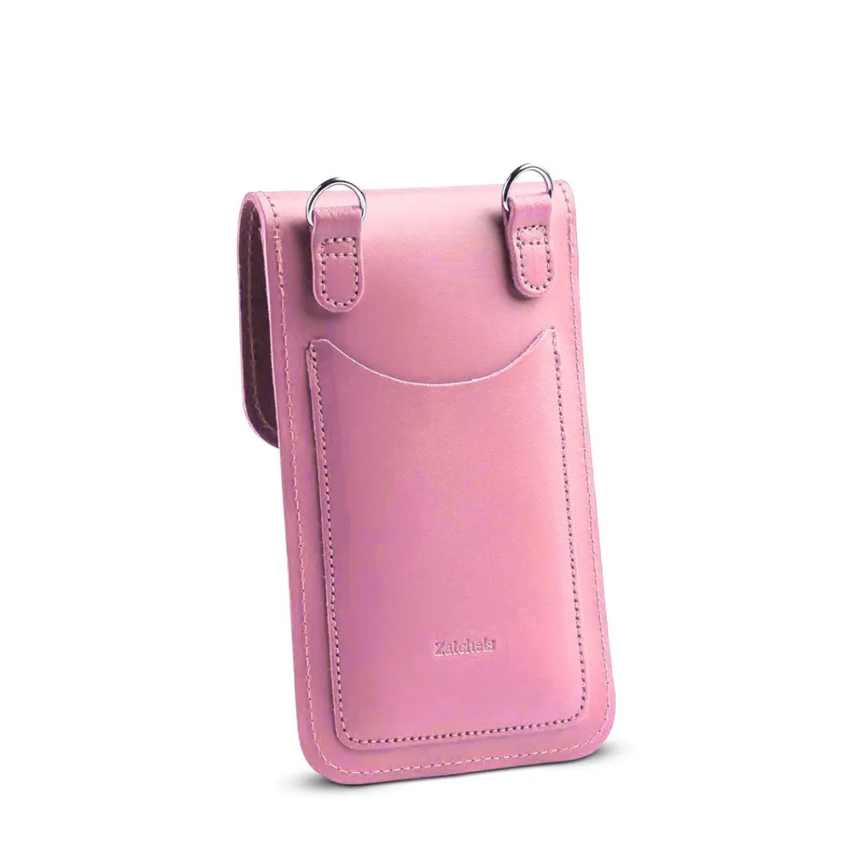Zatchels Handmade Leather Mobile Phone Pouch Plus - Pastel Violet>Women Phone Bags|Men's Phone Bags