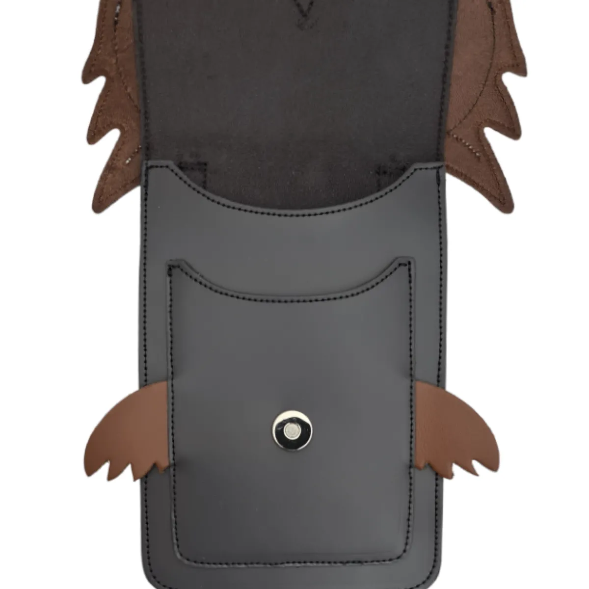 Zatchels Handmade Leather Mobile Phone Pouch Plus - Hoot Owl - Graphite><noscript><img width=