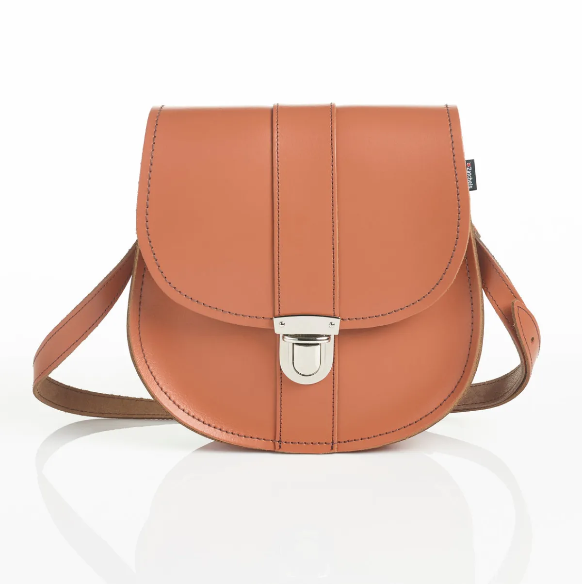 Zatchels Handmade Leather Pushlock Saddle Bag - Burnt Orange>Women Saddle Bags