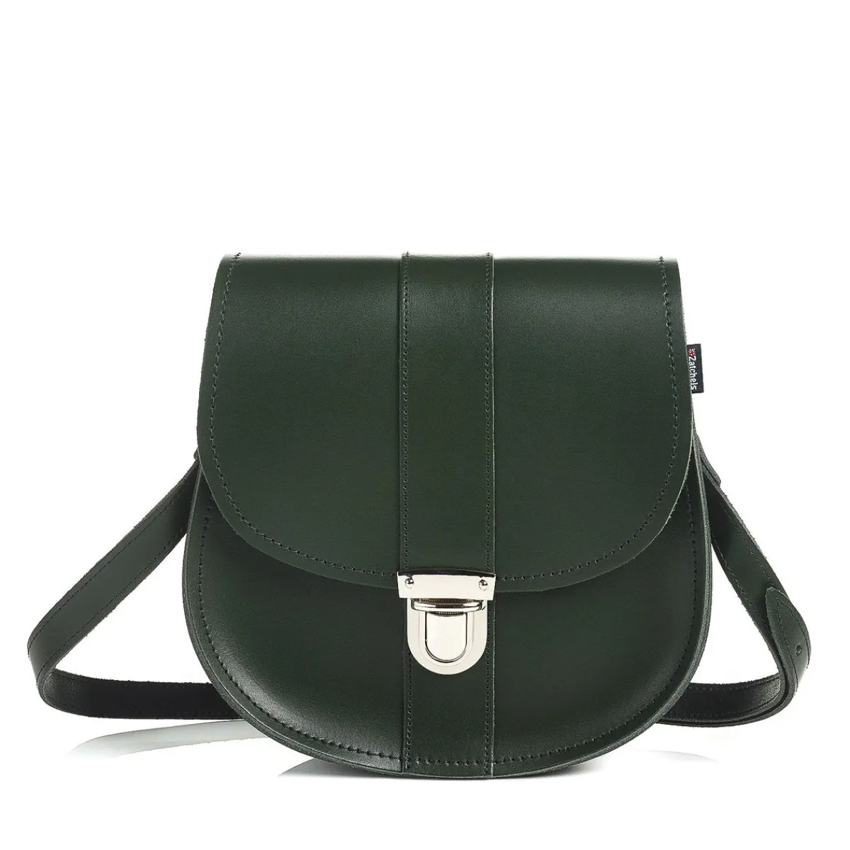 Zatchels Handmade Leather Pushlock Saddle Bag - Ivy Green>Women Saddle Bags