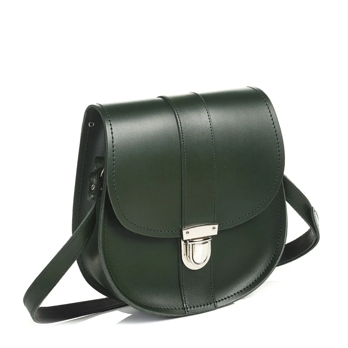 Zatchels Handmade Leather Pushlock Saddle Bag - Ivy Green>Women Saddle Bags