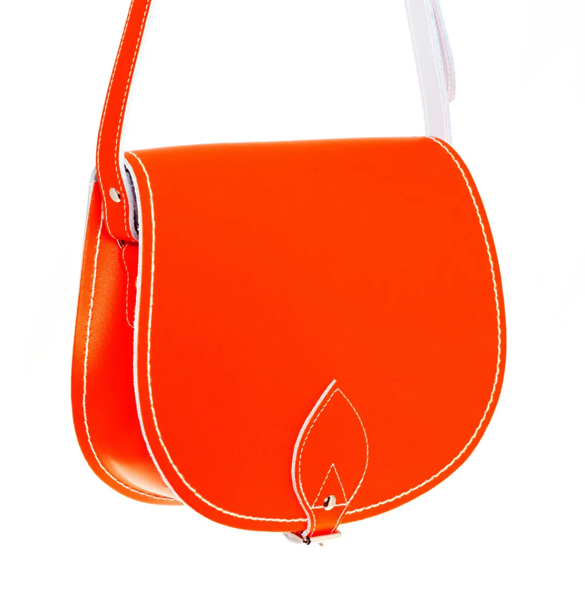 Zatchels Handmade Leather Saddle Bag - Orange>Women Saddle Bags