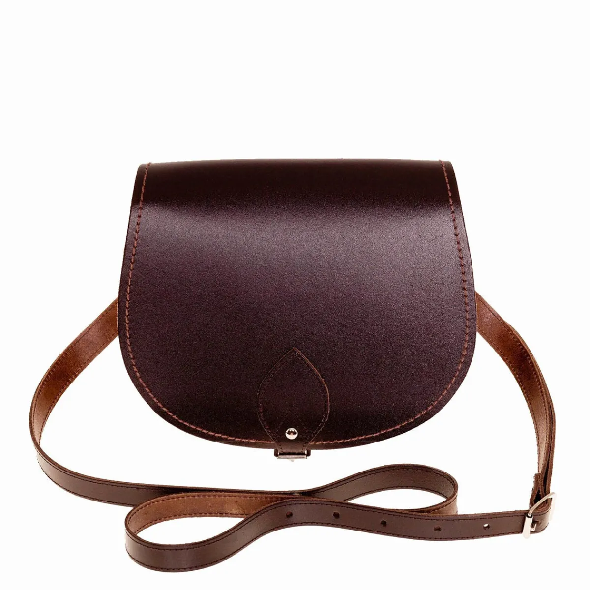 Zatchels Handmade Leather Saddle Bag - Dark Brown>Women Saddle Bags