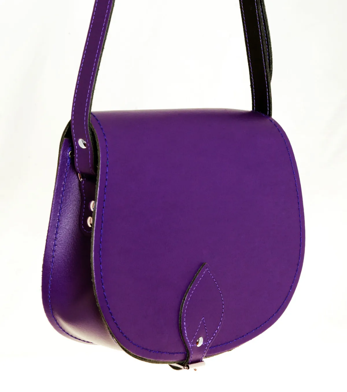Zatchels Handmade Leather Saddle Bag - Purple>Women Saddle Bags