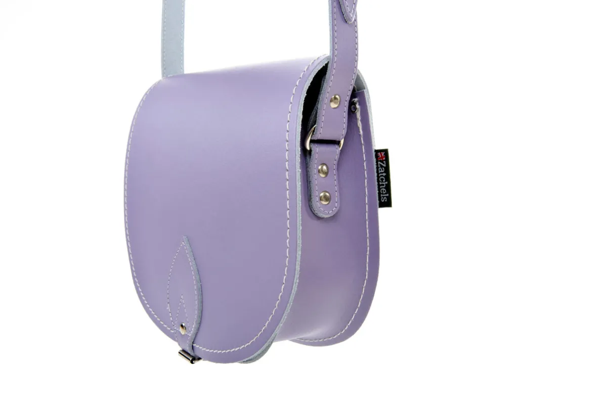 Zatchels Handmade Leather Saddle Bag - Pastel Violet>Women Saddle Bags
