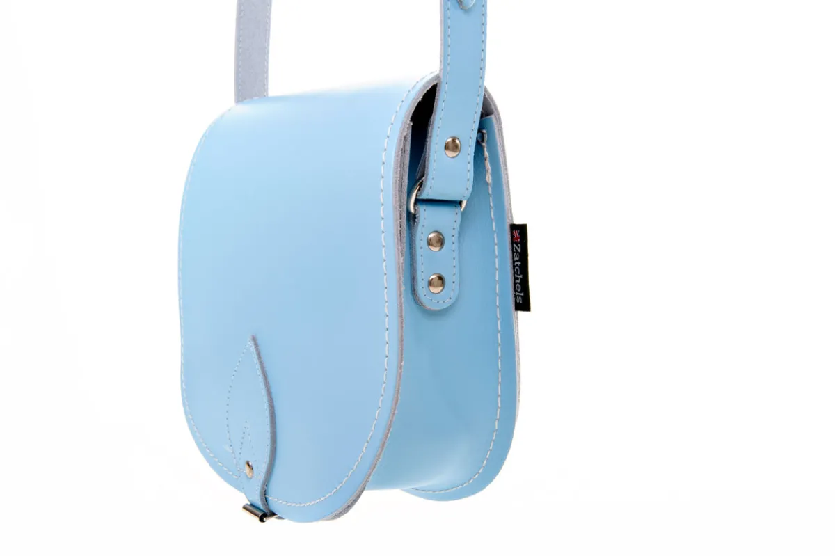 Zatchels Handmade Leather Saddle Bag - Pastel Baby Blue>Women Saddle Bags