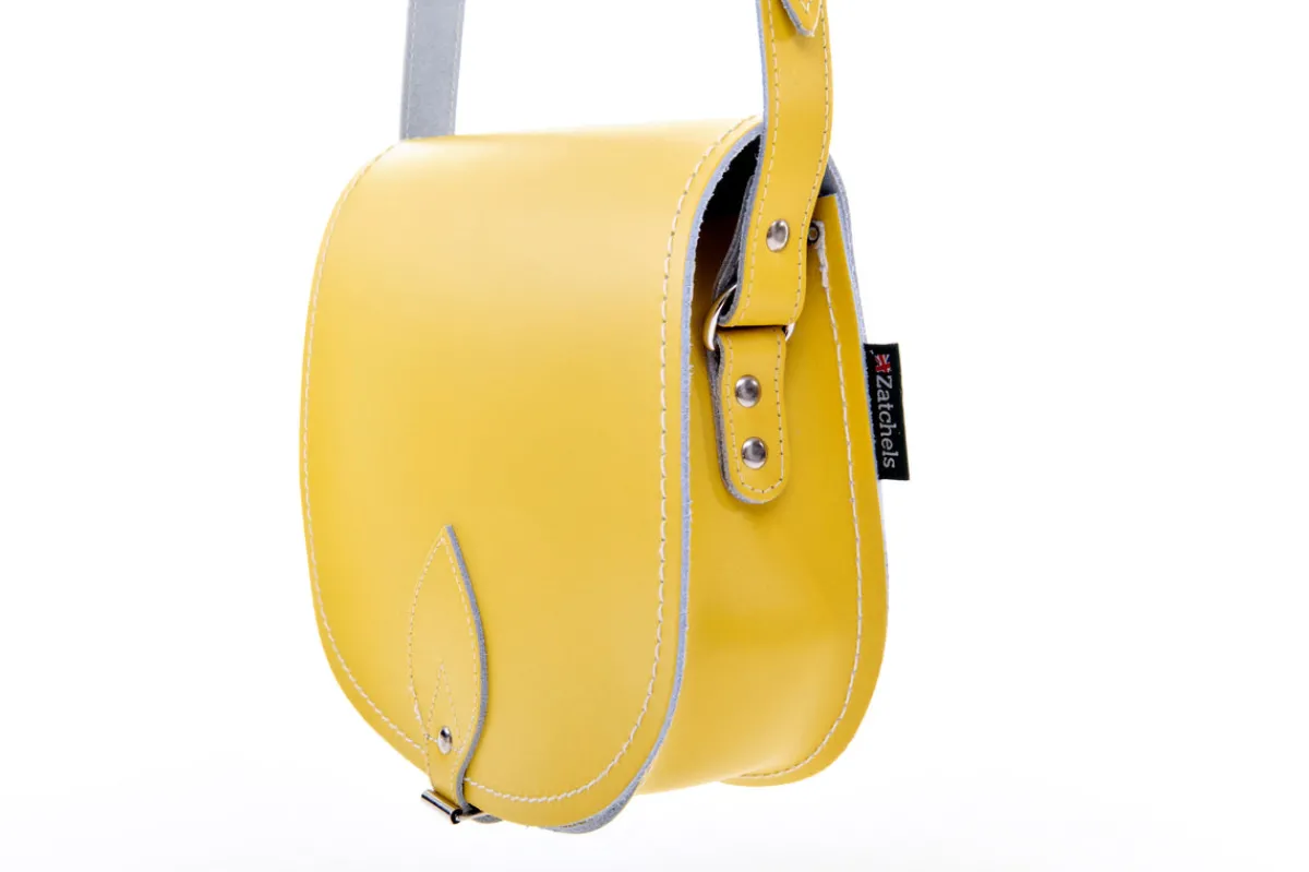 Zatchels Handmade Leather Saddle Bag - Pastel Daffodil Yellow>Women Saddle Bags