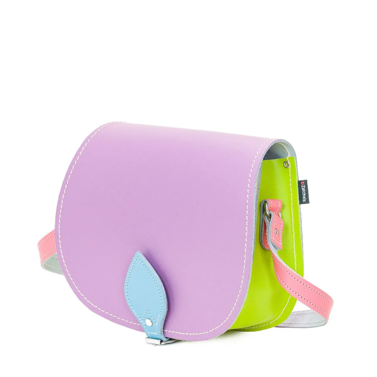 Zatchels Handmade Leather Saddle Bag - Pastel Kaleidoscope>Women Saddle Bags