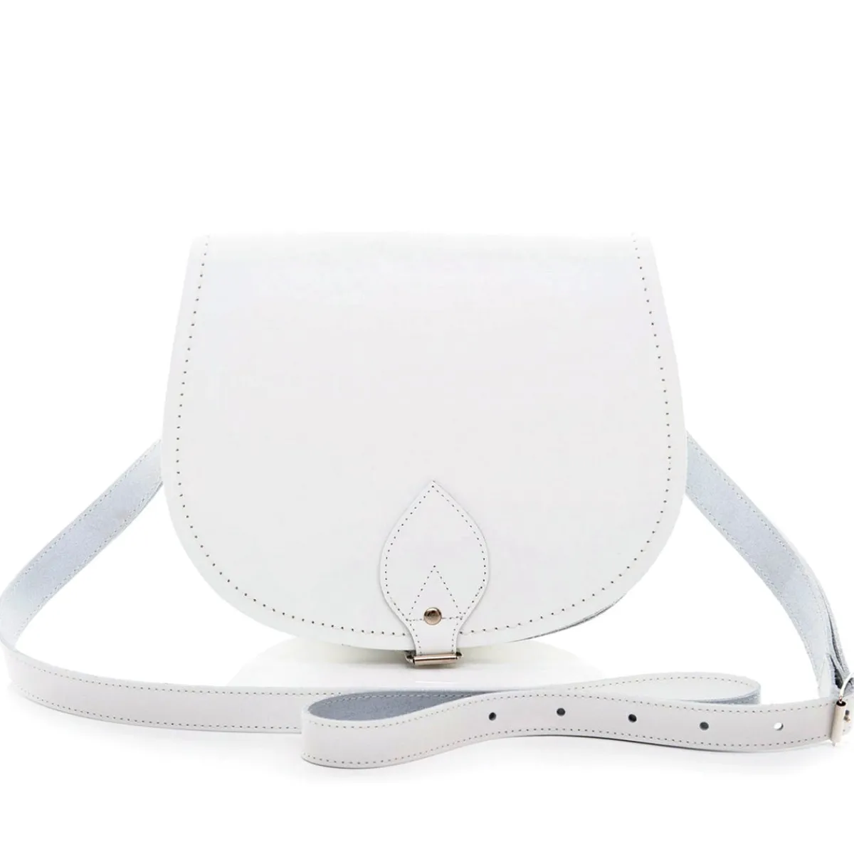 Zatchels Handmade Leather Saddle Bag - White>Women Saddle Bags