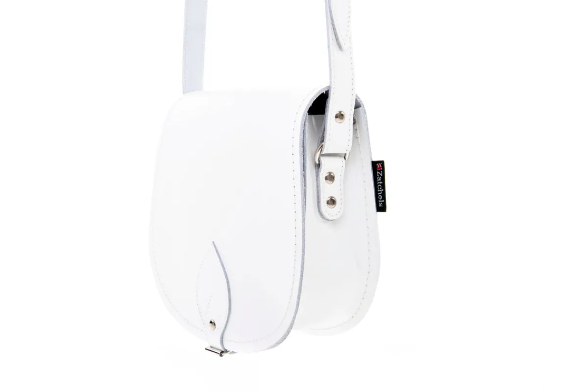 Zatchels Handmade Leather Saddle Bag - White>Women Saddle Bags