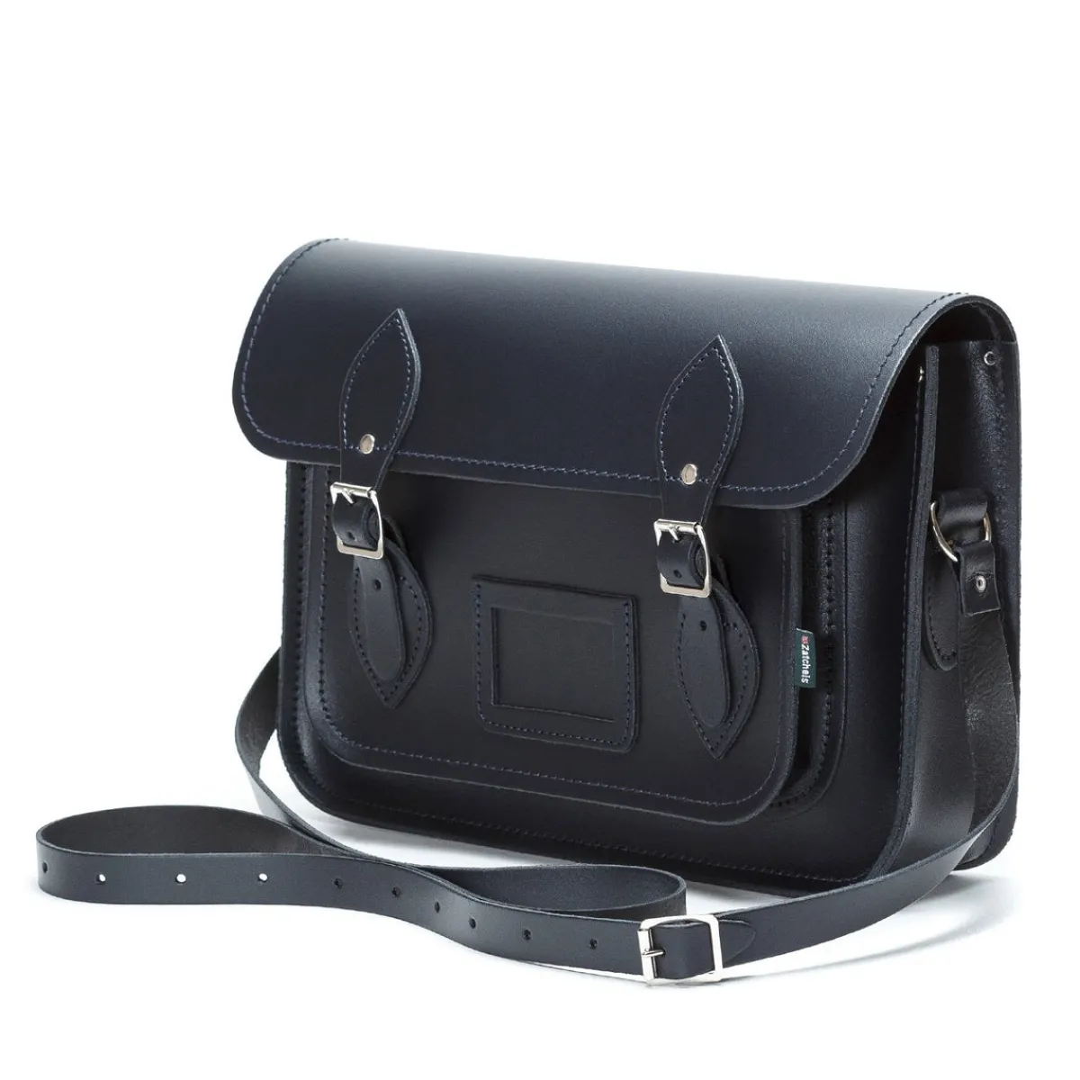 Zatchels Handmade Leather Satchel - Navy Blue><noscript><img width=