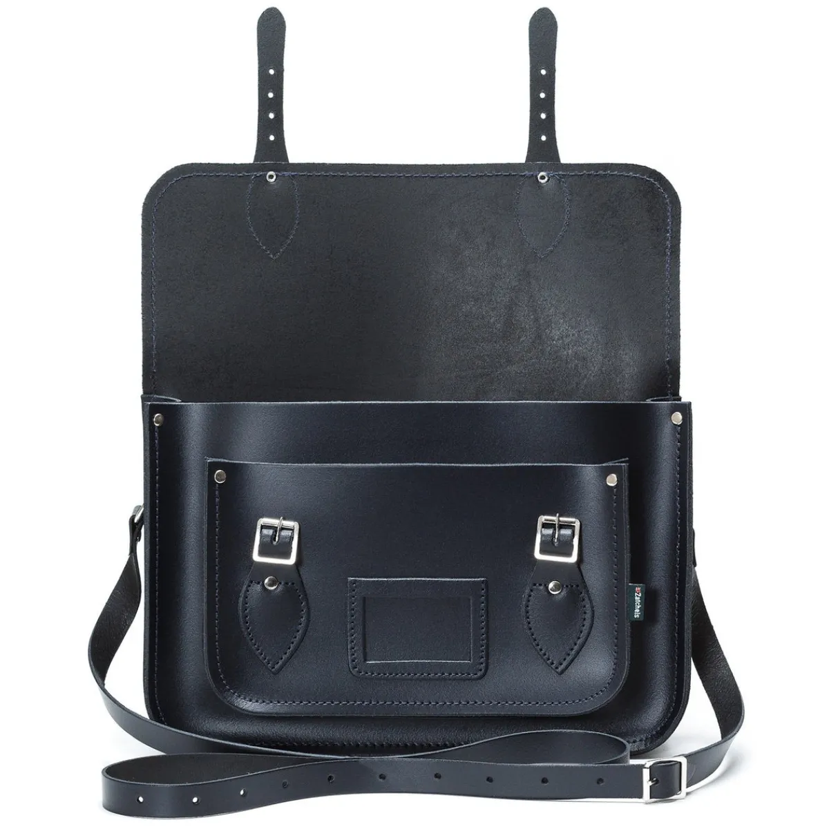 Zatchels Handmade Leather Satchel - Navy Blue><noscript><img width=