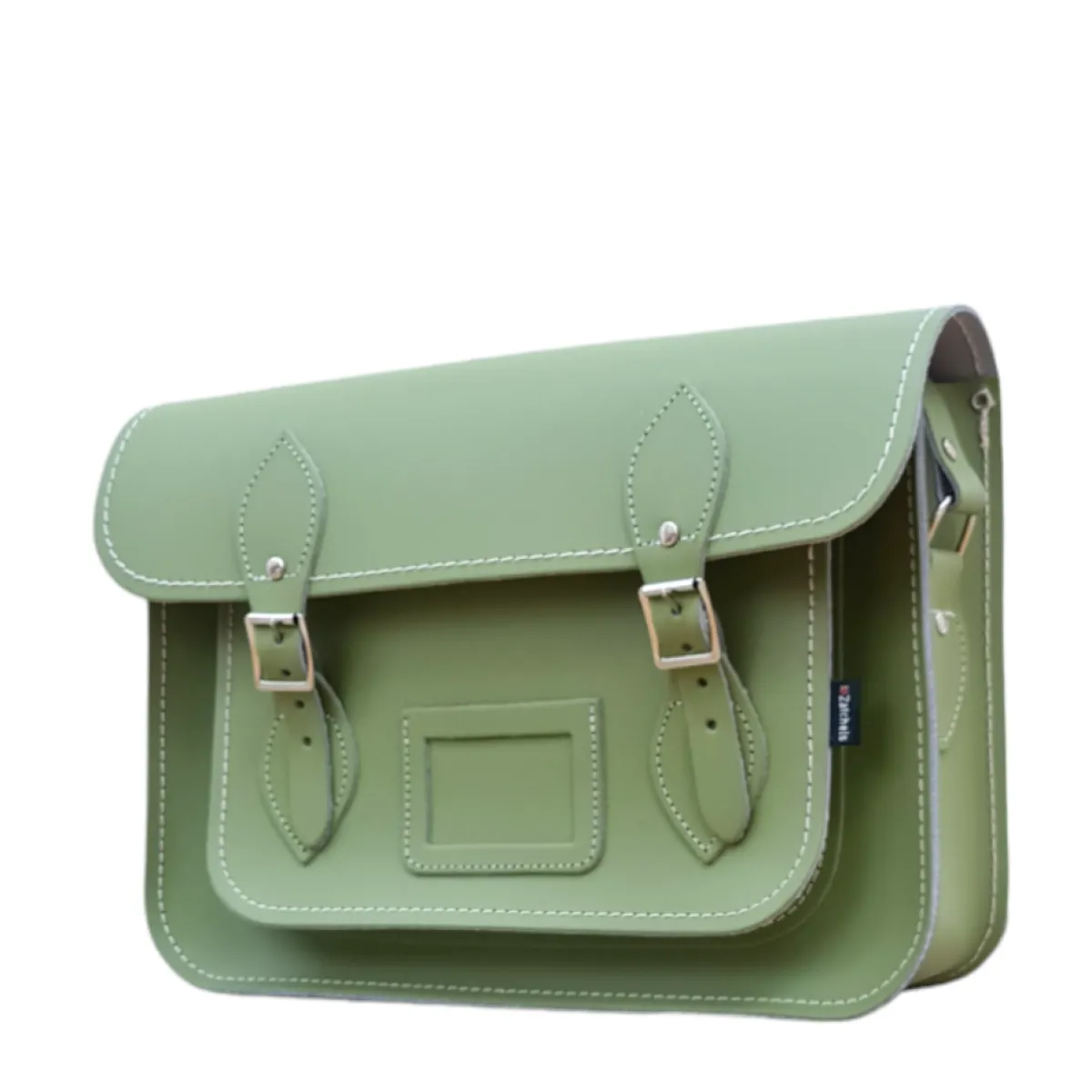 Zatchels Handmade Leather Satchel - Sage Green>Women Classic Satchels|Classic Satchels