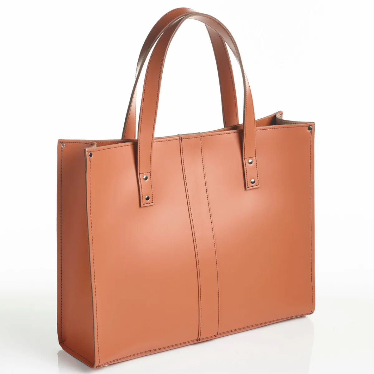 Zatchels Handmade Leather Shopper - Burnt Orange>Women Shoppers And Tote Bags