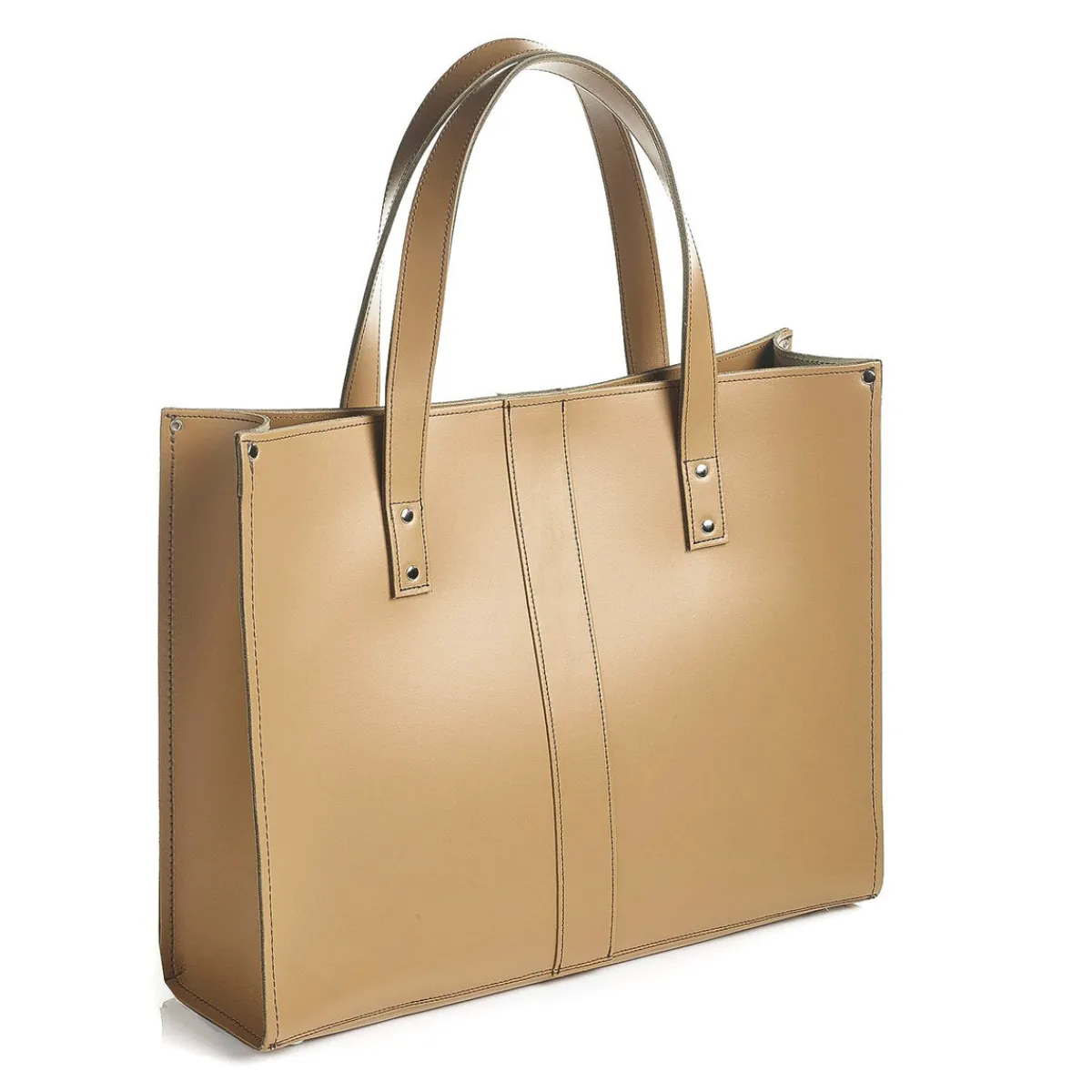 Zatchels Handmade Leather Shopper - Iced Coffee>Women Shoppers And Tote Bags
